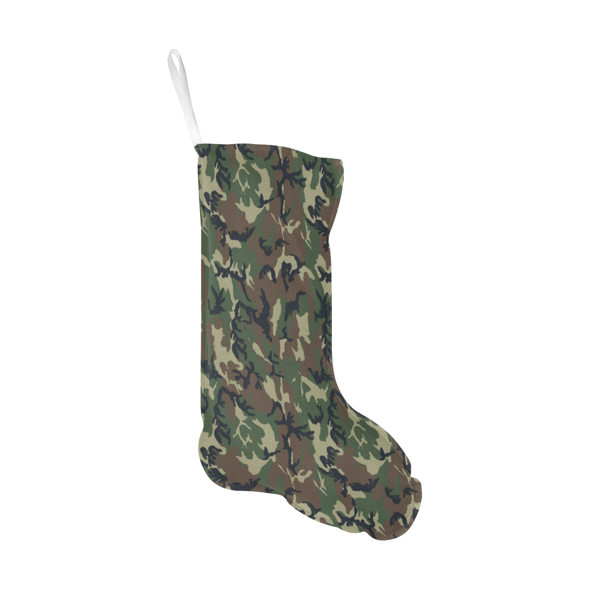 Woodland Forest Green Camouflage Christmas Stocking (Without Folded Top)