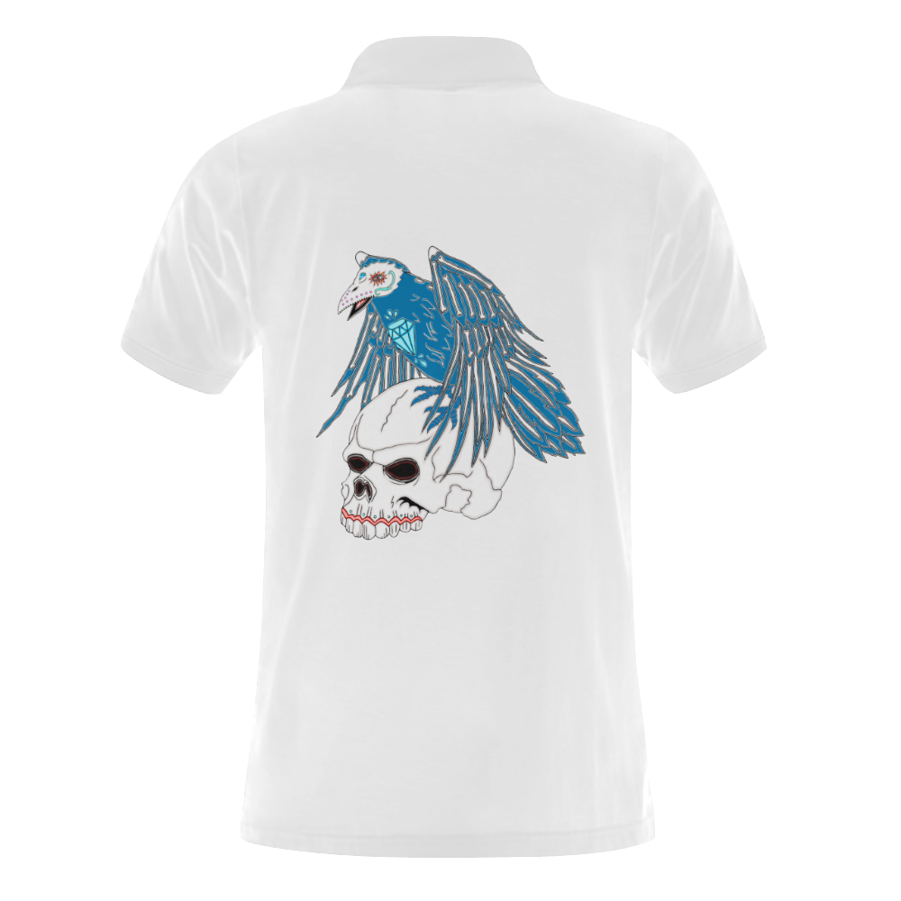Raven Sugar Skull White Men's Polo Shirt (Model T24)