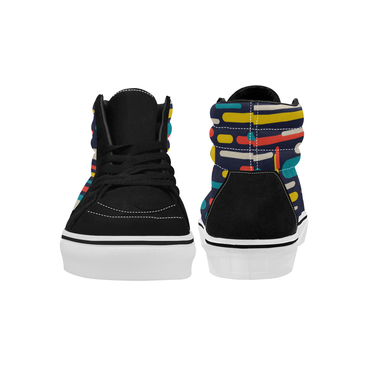 Colorful Rectangles Women's High Top Skateboarding Shoes/Large (Model E001-1)