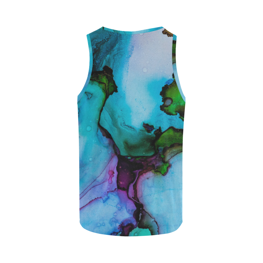 Blue green ink All Over Print Tank Top for Women (Model T43)