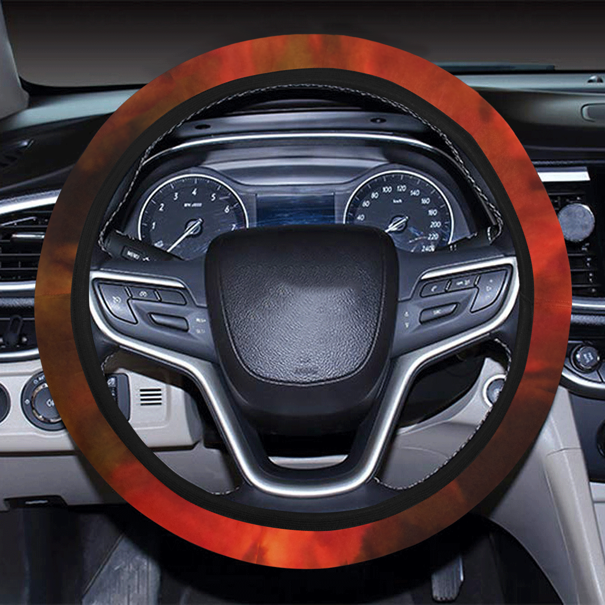 Burning Fire Steering Wheel Cover with Elastic Edge