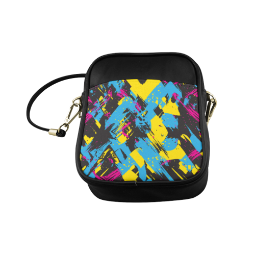 Colorful paint stokes on a black background Sling Bag (Model 1627)