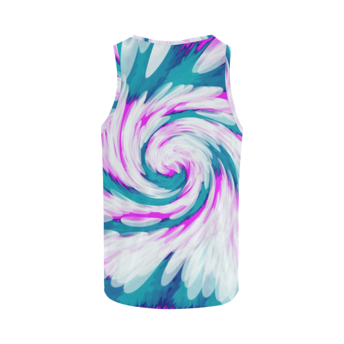 Turquoise Pink Tie Dye Swirl Abstract All Over Print Tank Top for Women (Model T43)