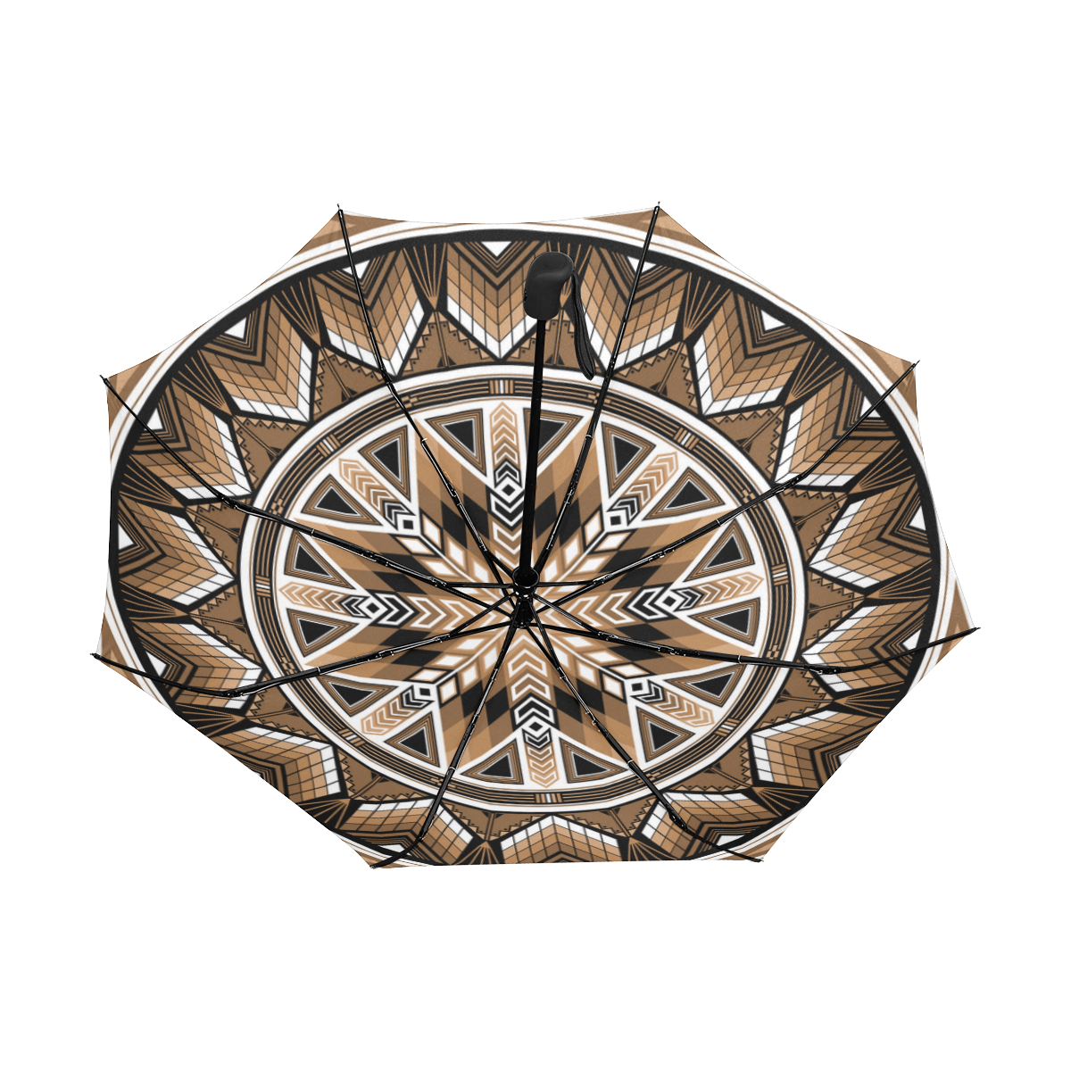 Sacred Places Brown Anti-UV Auto-Foldable Umbrella (Underside Printing) (U06)
