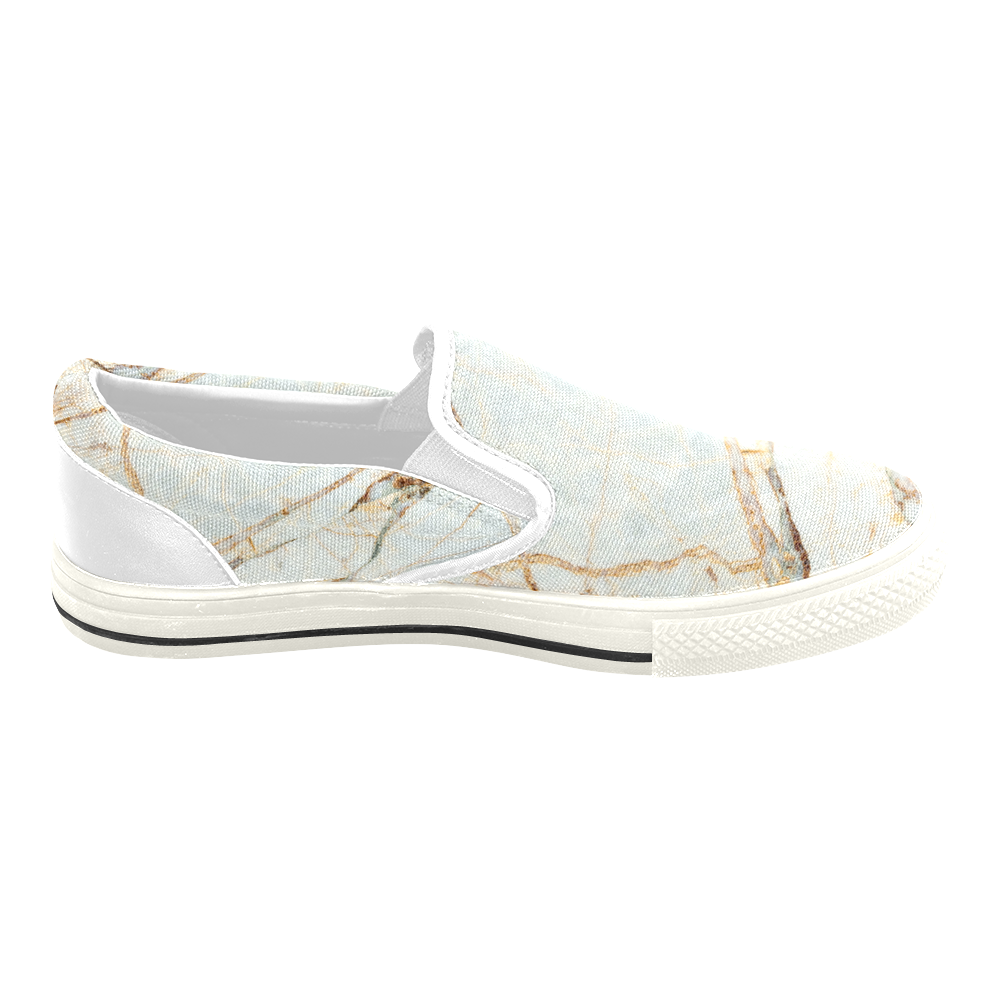 Marble Gold Pattern Women's Slip-on Canvas Shoes/Large Size (Model 019)