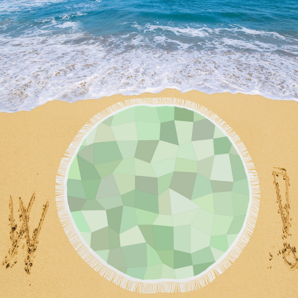Pastel Greens Mosaic Circular Beach Shawl 59"x 59"