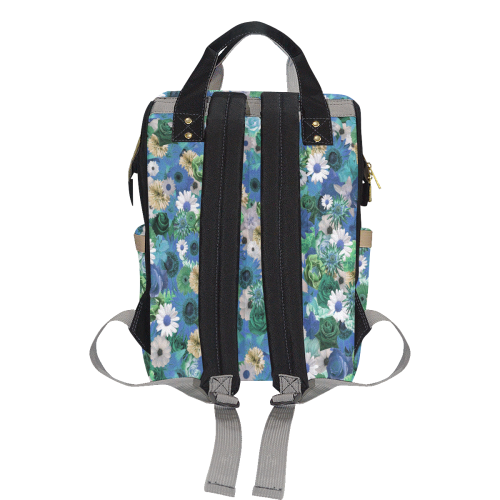 Turquoise Gold Fantasy Garden Multi-Function Diaper Backpack/Diaper Bag (Model 1688)