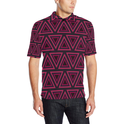 Tribal Ethnic Triangles Men's All Over Print Polo Shirt (Model T55)