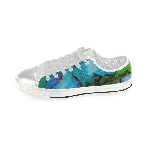 Blue green ink Women's Classic Canvas Shoes (Model 018)
