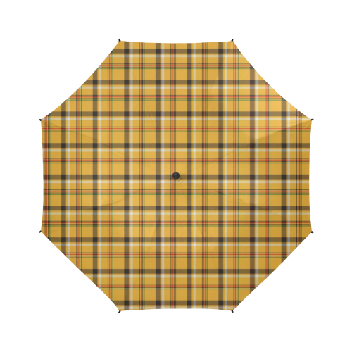 Yellow Tartan (Plaid) Semi-Automatic Foldable Umbrella (Model U05)