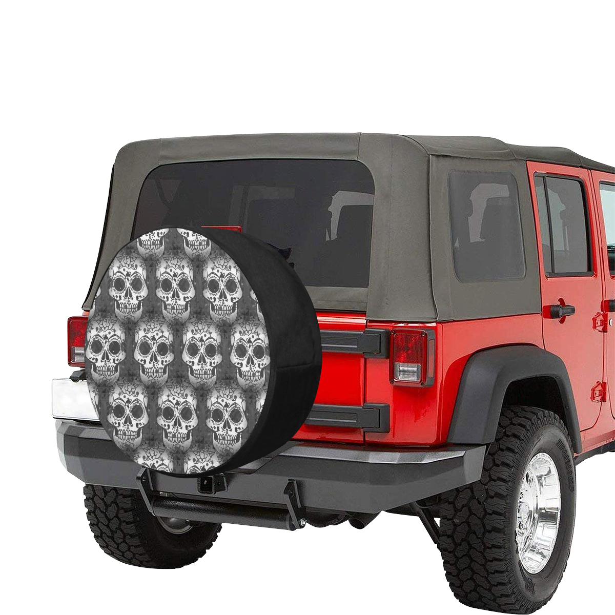 new skull allover pattern by JamColors 34 Inch Spare Tire Cover