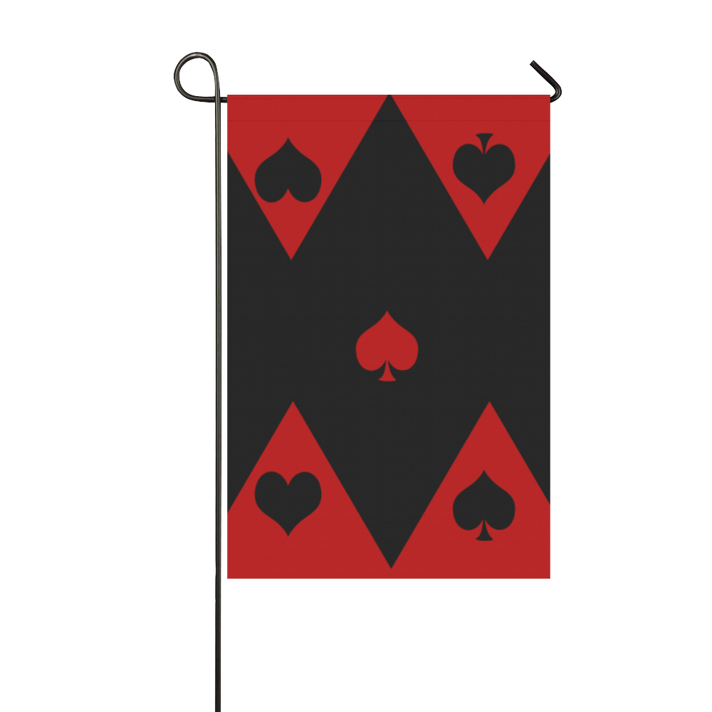 Las Vegas Black Red Play Card Shapes Garden Flag 12‘’x18‘’（Without Flagpole）
