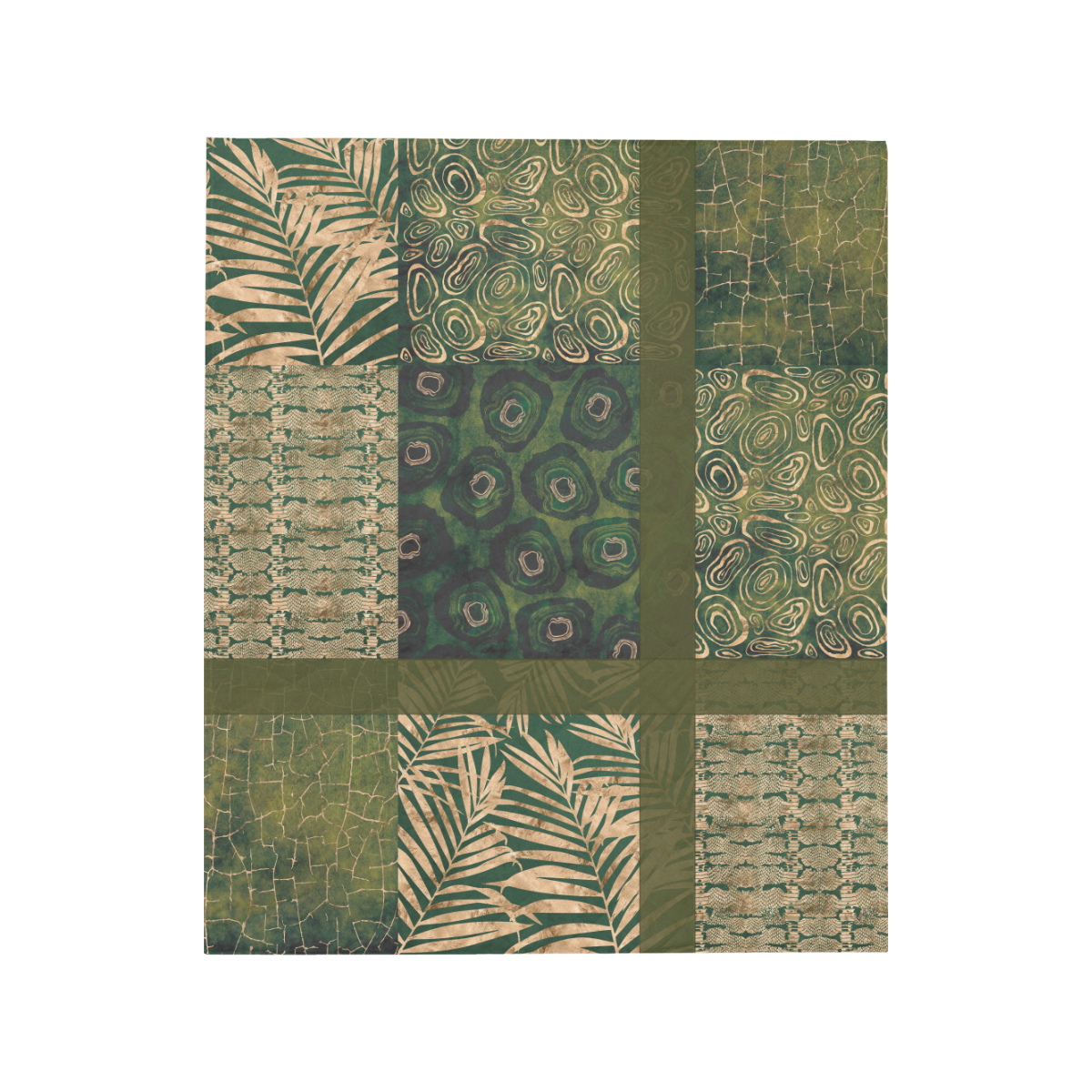 Green  Python Jungle Patchwork Quilt 50"x60"