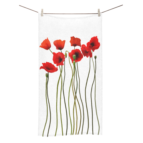 Poppies Floral Design Papaver somniferum Bath Towel 30"x56"