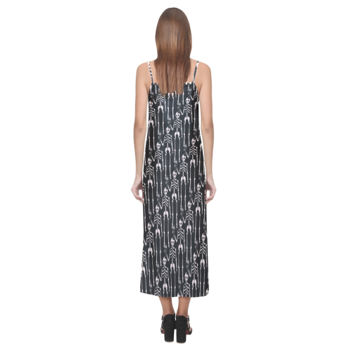 Halloween Fest V-Neck Open Fork Long Dress(Model D18)