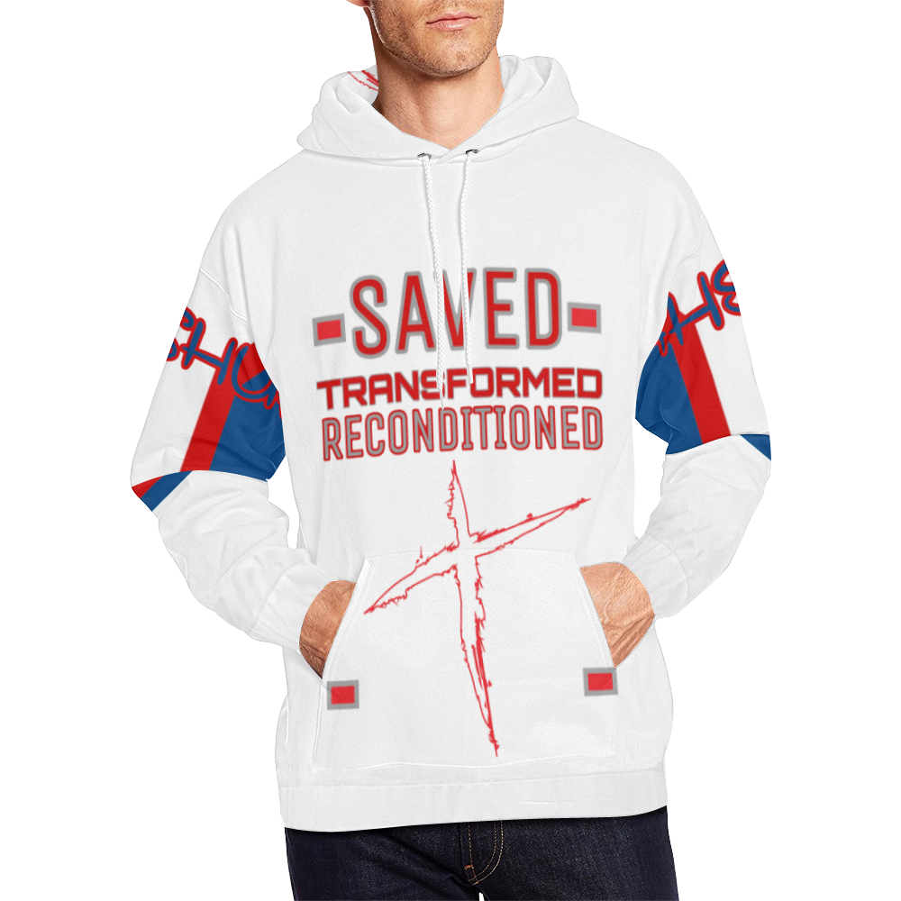Saved Transformed Hoodie navy white All Over Print Hoodie for Men (USA Size) (Model H13)