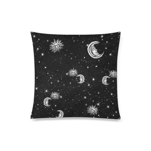 Mystic Stars, Moon and Sun Custom Zippered Pillow Case 20"x20"(Twin Sides)