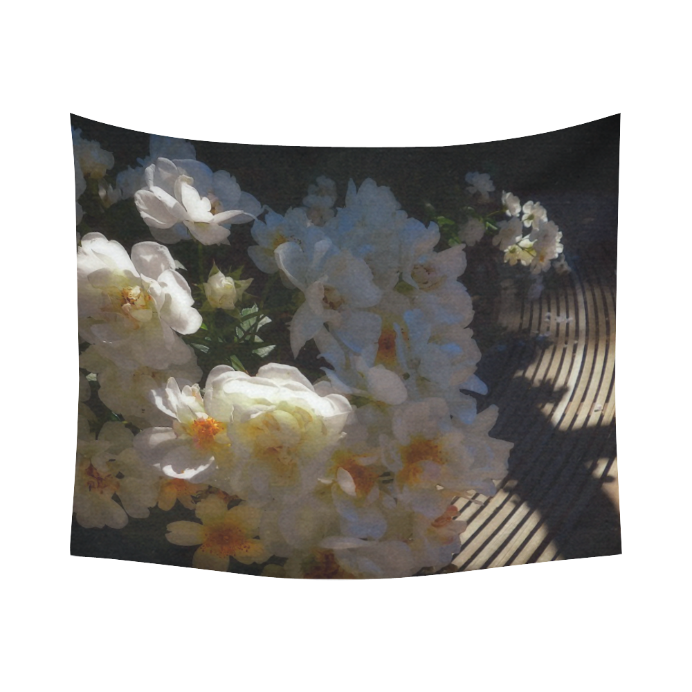 roses in morning light Cotton Linen Wall Tapestry 60"x 51"