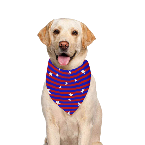 Stars with Blue and Red Stripes Pet Dog Bandana/Large Size