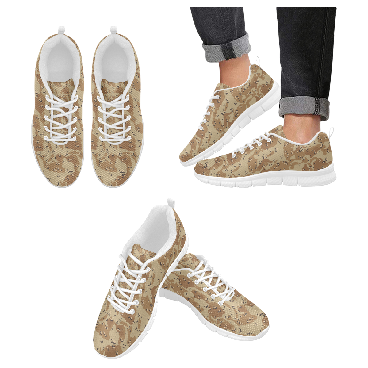 Vintage Desert Brown Camouflage Men's Breathable Running Shoes (Model 055)