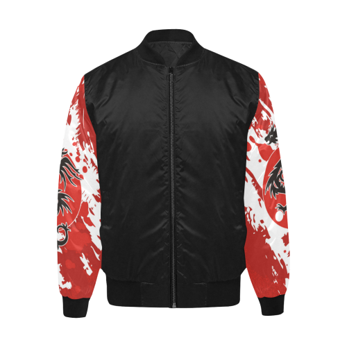 Sun Dragon With Pearl - Brush Strokes 1 All Over Print Quilted Bomber Jacket for Men (Model H33)