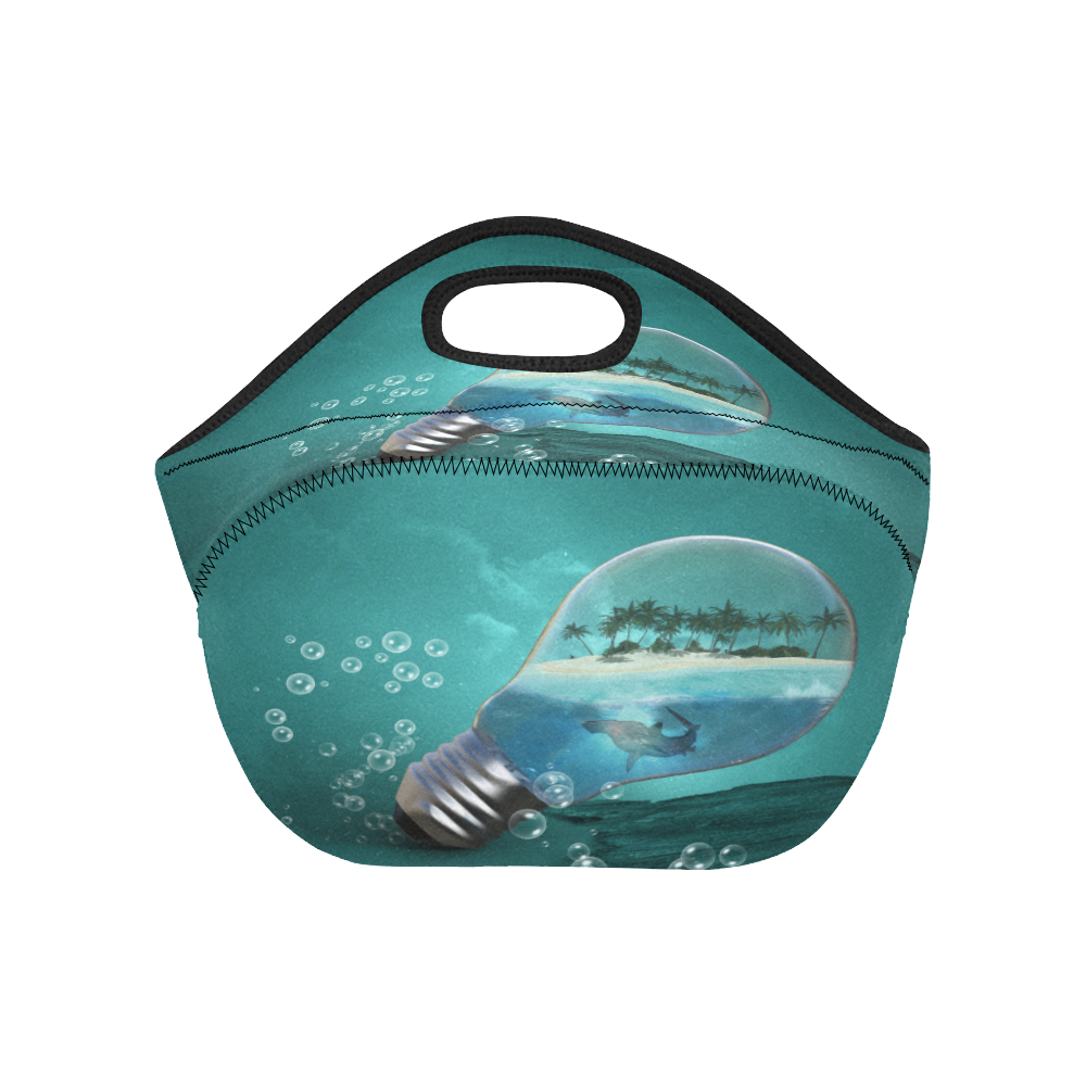 Awesome light bulb with island Neoprene Lunch Bag/Small (Model 1669)