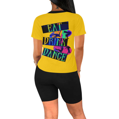 Break Dancing Colorful / Yellow / Black Women's Short Yoga Set