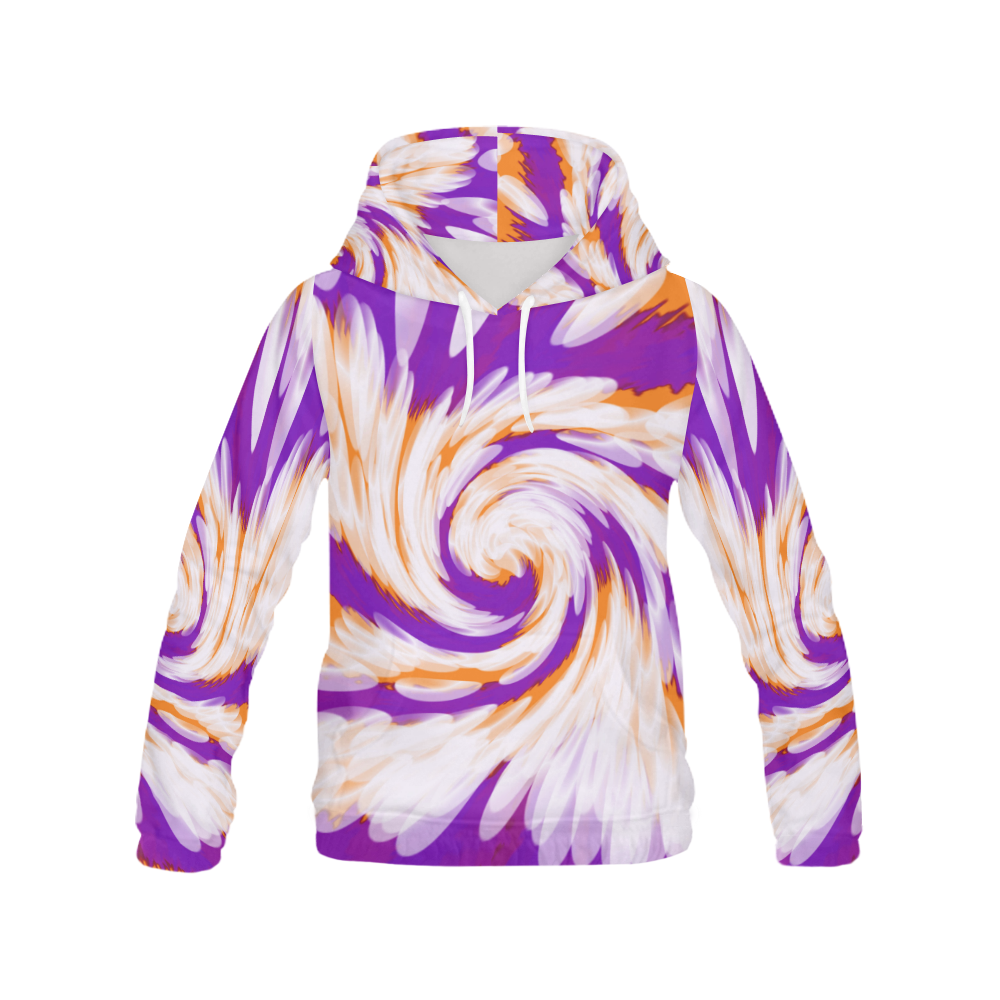 Purple Orange Tie Dye Swirl Abstract All Over Print Hoodie for Men/Large Size (USA Size) (Model H13)