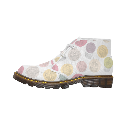 Colorful Cupcakes Women's Canvas Chukka Boots/Large Size (Model 2402-1)