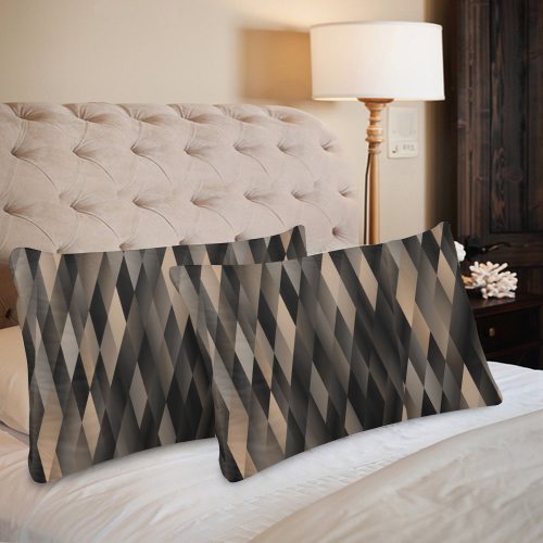Camel Color and Black Geometric Custom Pillow Case 20"x 30" (One Side) (Set of 2)