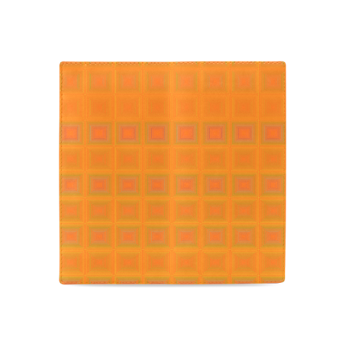 Orange multiple squares Women's Leather Wallet (Model 1611)