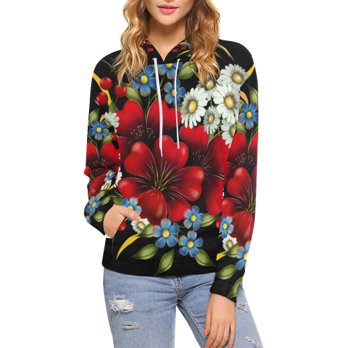 Bouquet Of Flowers All Over Print Hoodie for Women (USA Size) (Model H13)