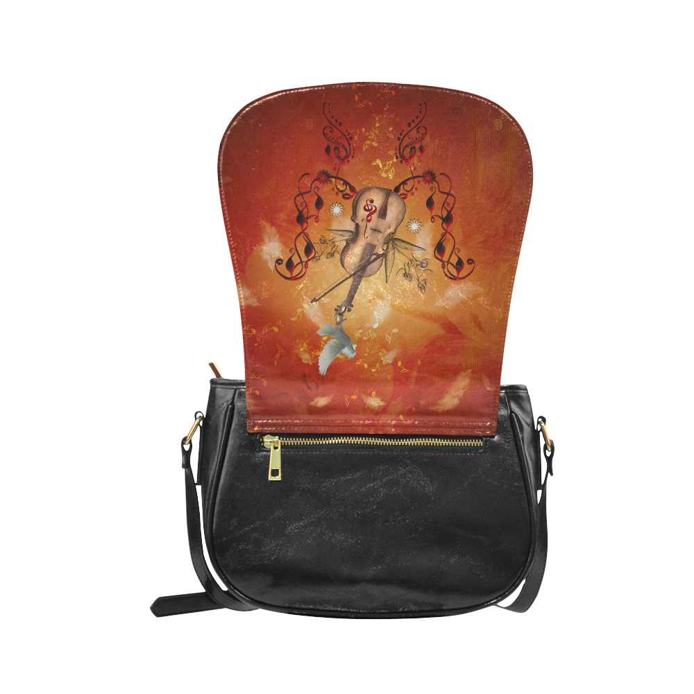 Music, violin with dove Classic Saddle Bag/Large (Model 1648)