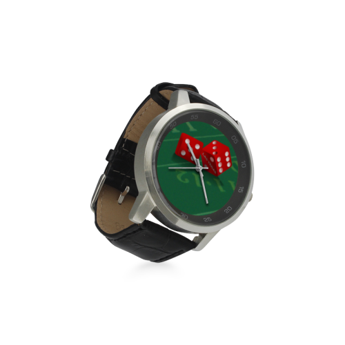 Las Vegas Dice on Craps Table Unisex Stainless Steel Leather Strap Watch(Model 202)