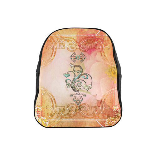 Wonderful hearts, vintage background School Backpack (Model 1601)(Small)