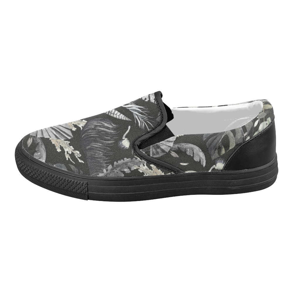 Watercolor dark jungle 2 Women's Slip-on Canvas Shoes (Model 019)