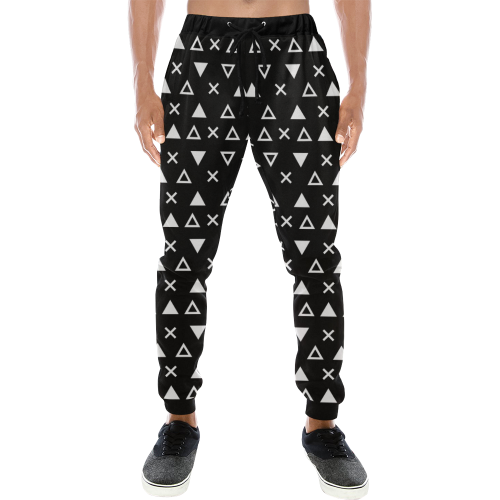 Geo Line Triangle Men's All Over Print Sweatpants (Model L11)