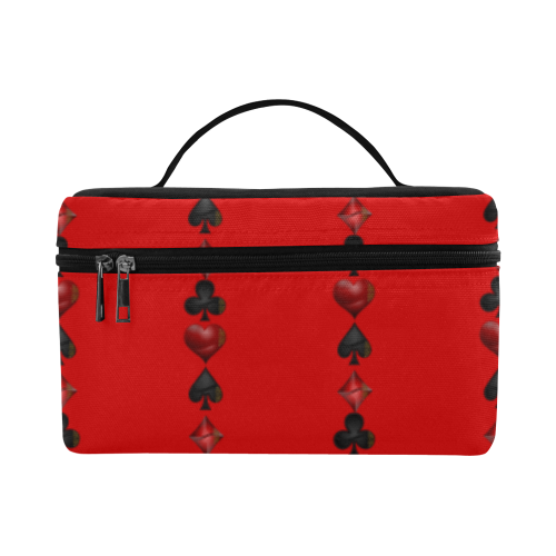 Las Vegas Black and Red Casino Poker Card Shapes Black and Red Casino Poker Card Shapes on Red Cosmetic Bag/Large (Model 1658)