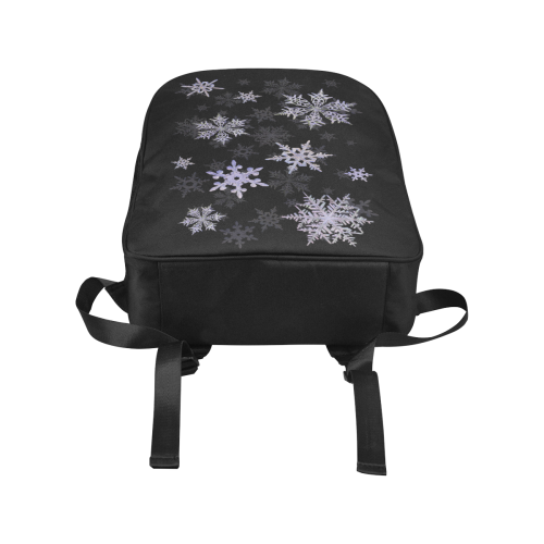 Snowflakes Blue Purple on black Popular Fabric Backpack (Model 1683)