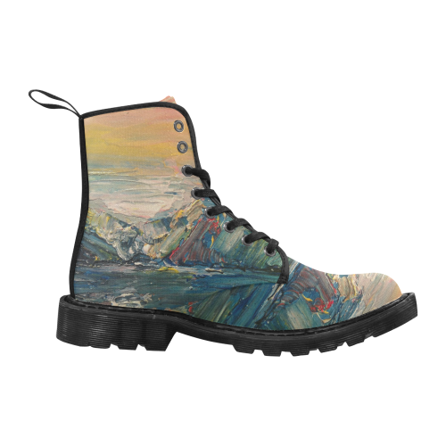 Mountains painting Martin Boots for Women (Black) (Model 1203H)