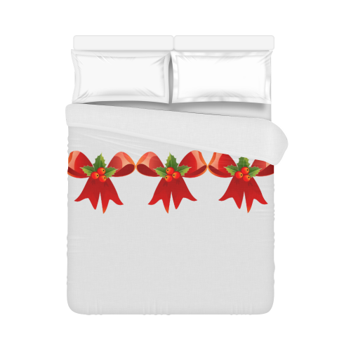 Red Christmas Bows and Holly Duvet Cover 86"x70" ( All-over-print)