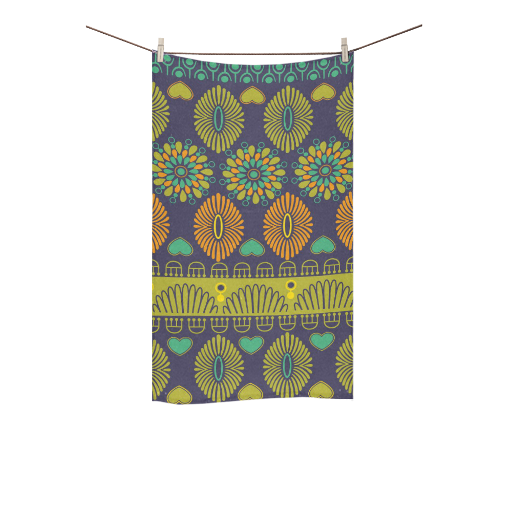 Ethnic Bohemian Purple, Green, and Orange Custom Towel 16"x28"