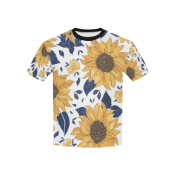 Sunflowers Kid T-Shirt Kids' All Over Print T-Shirt with Solid Color Neck (Model T40)