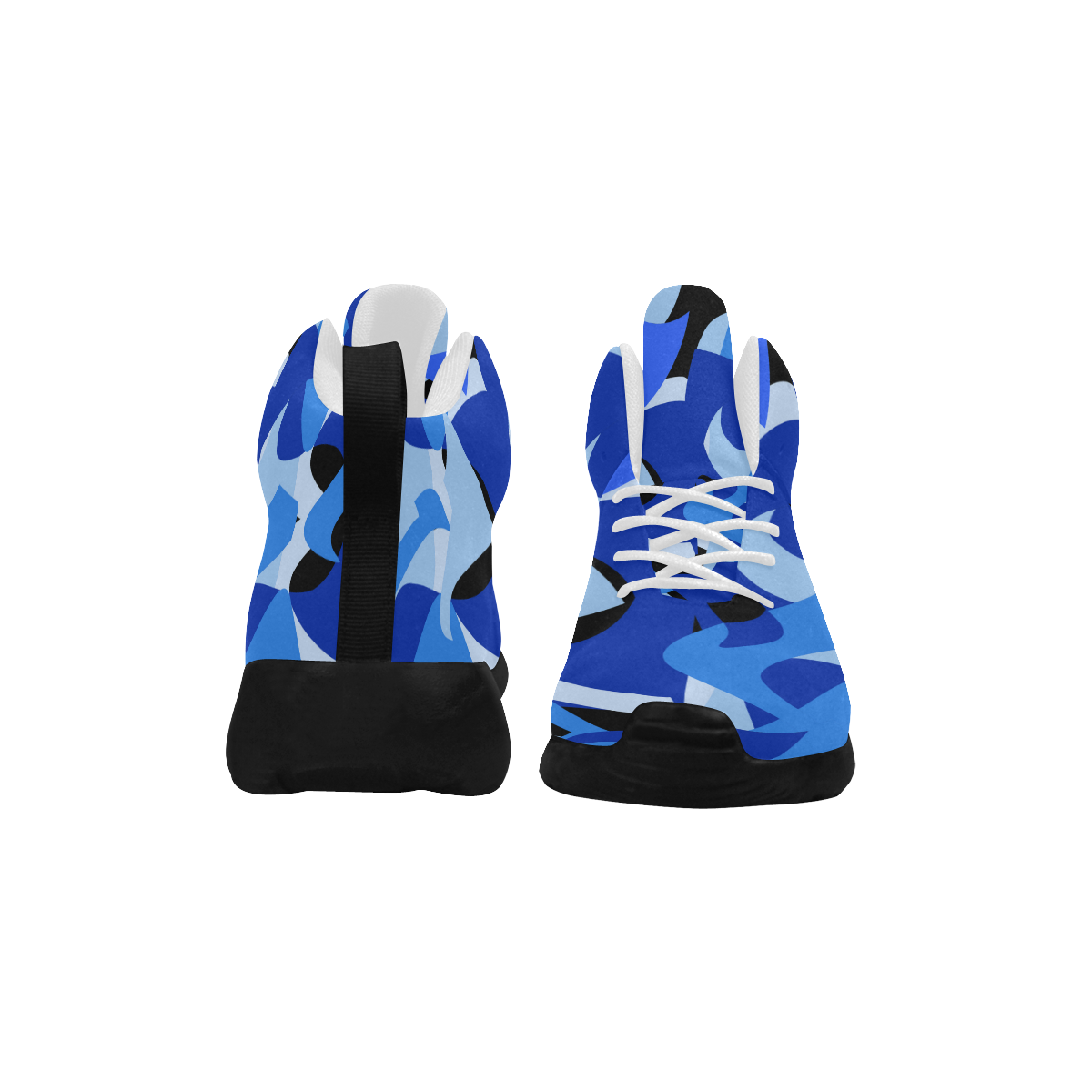 Camouflage Abstract Blue and Black Women's Chukka Training Shoes/Large Size (Model 57502)