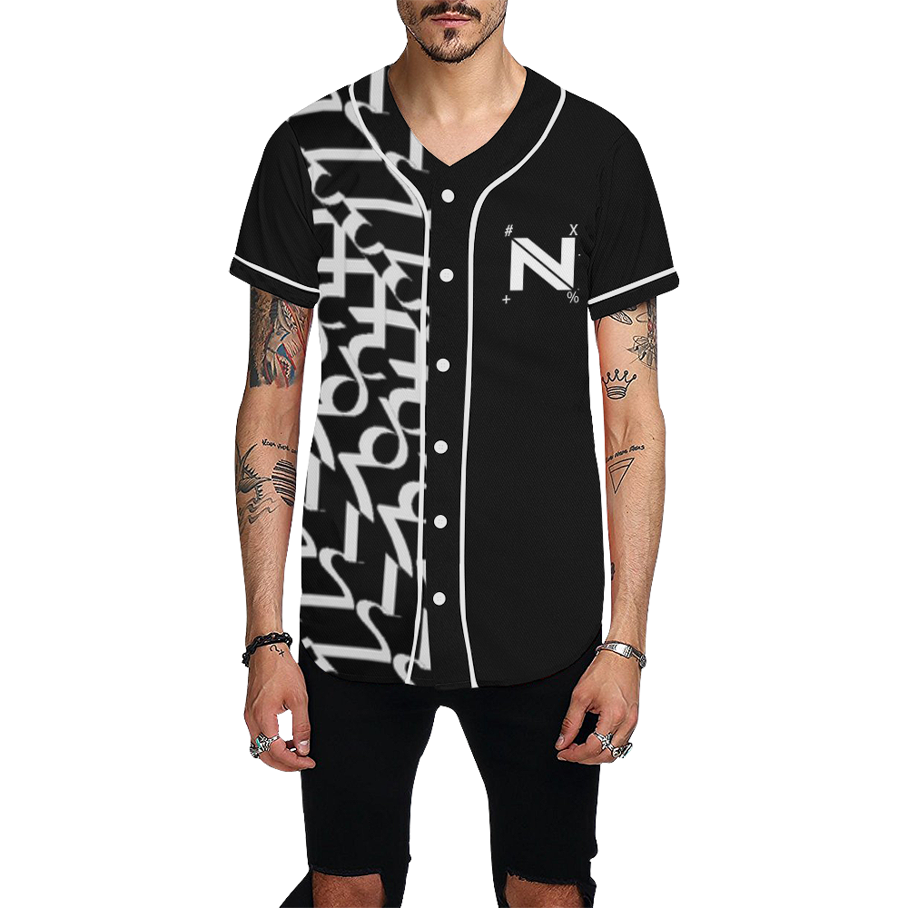 NUMBERS Collection 1234567/N Black/White All Over Print Baseball Jersey for Men (Model T50)