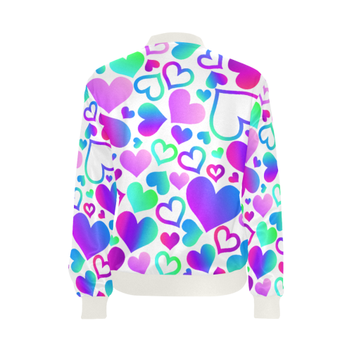 Corazones-multicolores All Over Print Bomber Jacket for Women (Model H36)