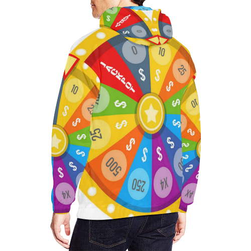 Lucky Fortune Gambler Wheel - Luck Of The Gods All Over Print Hoodie for Men/Large Size (USA Size) (Model H13)