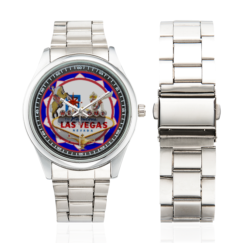 LasVegasIcons Poker Chip - Vegas Sign Men's Stainless Steel Watch(Model 104)