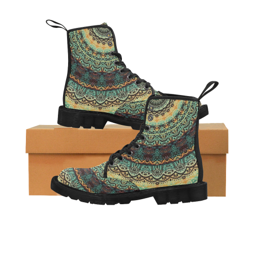 Indian Paisley Kaleidoscope Mandala Half Martin Boots for Women (Black) (Model 1203H)