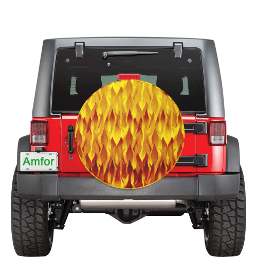 Hot Fire and Flames Illustration 32 Inch Spare Tire Cover